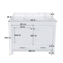 Load image into Gallery viewer, 43" Bathroom Vanity With Artificial Marble Carrara Top Set, Multi Functional Cabinet With Doors And Drawer - White