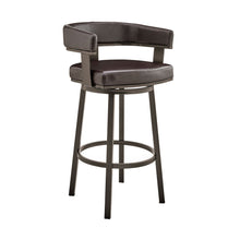 Load image into Gallery viewer, Faux Leather Swivel Low Back Counter Height Bar Chair - Chocolate And Gray