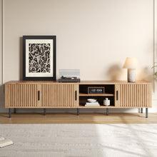 Load image into Gallery viewer, 78" TV Stand For TVs Up To 85" With Closed Storage, Living Room Entertainment Center - Natural Wood