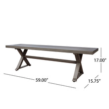 Load image into Gallery viewer, Modern Aluminum Outdoor Dining Bench With X Base - Dark Gray