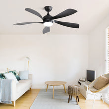 Load image into Gallery viewer, Ceiling Fan With 3 Color Dimmable 5 Blades Remote Control Reversible DC Motor And LED Light - Black