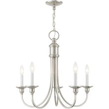 Load image into Gallery viewer, 22" Five Light Dimmable Chandelier With Shades - Nickel