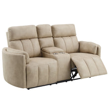Load image into Gallery viewer, Elison - Motion Loveseat With Console - Dark Beige Polish Microfiber