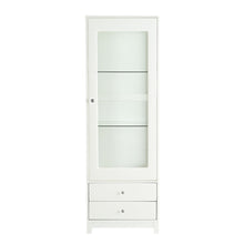 Load image into Gallery viewer, Modern Upholstered Glass Display Cabinet With Adjustable LED Light - White