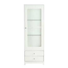 Load image into Gallery viewer, Modern Upholstered Glass Display Cabinet With Adjustable LED Light - White