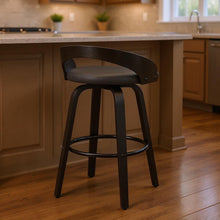 Load image into Gallery viewer, Faux Leather And Iron Swivel Low Back Counter Height Bar Chair - Gray And Black