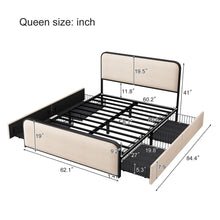 Load image into Gallery viewer, Modern Bed With Curved Upholstered Headboard And Footboard, Heavy Duty Metal Slats