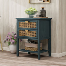 Load image into Gallery viewer, 2 Drawer Side Table, Natural Rattan