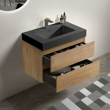 Load image into Gallery viewer, Alice - Natural Oak Bathroom Vanity With Sink, Large Storage Wall Mounted Floating Bathroom Vanity For Modern Bathroom, One-Piece Sink Basin Without Drain