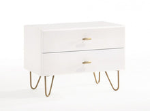 Load image into Gallery viewer, Contemporary Nightstand With Two Drawers - White And Gold