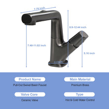 Load image into Gallery viewer, Pull Down Bathroom Sink Faucet With 3 Water Modes And Stainless Steel Construction - Gunmetal Black