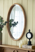 Load image into Gallery viewer, Oval Wall Mirror With Wood Frame, Farmhouse Wood Mirror For Bathroom Entryway Console Lean Against Wall - Brown