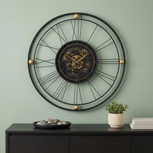 Load image into Gallery viewer, Circle Analog Exposed Gear Wall Clock (485988) - Black / Gold