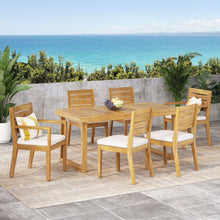 Load image into Gallery viewer, Outdoor 7 Piece Dining Set With Cushions - Sandblasted Natural / Beige