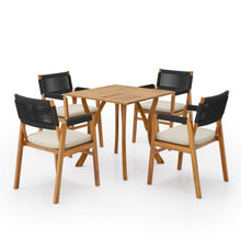 Load image into Gallery viewer, Outdoor Rustic Patio Acacia Bistro Set With Cushions