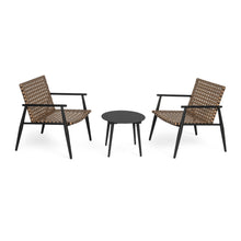 Load image into Gallery viewer, Outdoor Chat Set, 2 Chairs & Side Table - Black / Brown