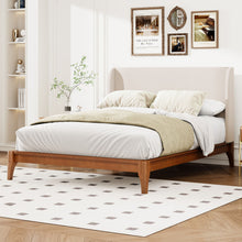 Load image into Gallery viewer, King Size Platform Bed With Upholstered High Headboard - Brown