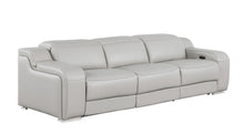 Load image into Gallery viewer, 103" Modern Italian Leather Reclining USB Sofa - Light Gray