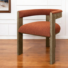 Load image into Gallery viewer, Upholstered Boucle Open Back Dining Arm Chair - Burnt Orange