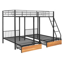 Load image into Gallery viewer, Triple Bunk Bed With Drawers And Guardrails