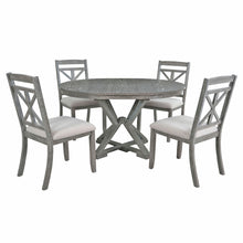 Load image into Gallery viewer, Dining Set With Extendable Round Table And 4 Upholstered Chairs