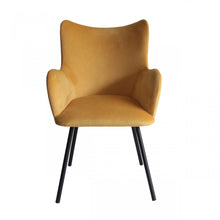 Load image into Gallery viewer, Upholstered Velvet Wing Back Dining Arm Chair - Yellow
