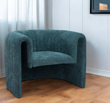 Load image into Gallery viewer, 37" Modern marine Sherpa And Upholstered Tufted Arm Chair - Teal Blue