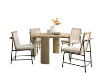 Load image into Gallery viewer, Bowen - Round Dining Table With Cream Color Upholstered Chairs (Set of 5) - Oak Finish
