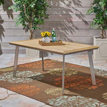 Load image into Gallery viewer, Outdoor Dining Table With Eucalyptus Wood Topped - Silver