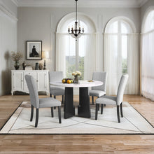 Load image into Gallery viewer, 5 Piece Round Dining Table Set, Dining Table And 4 Upholstered Chairs For Dining Room, Kitchen Room, Living Room - White / Gray