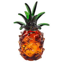 Load image into Gallery viewer, Mouth Blown Art Pineapple Sculpture - Amber / Green