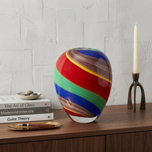 Load image into Gallery viewer, Striped Murano Style Art Table Vase - Red / Green / Red