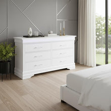 Load image into Gallery viewer, Solid Wood Six Drawer Double Dresser With Led - White