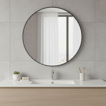 Load image into Gallery viewer, 30" Metal Round Framed Bathroom Vanity Mirror - Black