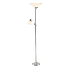 Load image into Gallery viewer, Two Light Torchiere Floor Lamp With Acrylic Bowl Shades - Silver / White