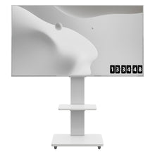 Load image into Gallery viewer, Mobile TV Stand With Shelf Floor Mount Cart For TVs With Lockable Wheels Ideal For Living Room Bedroom Or Office - White