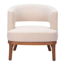 Load image into Gallery viewer, Fabric And Wood Arm Chair - Beige And Brown
