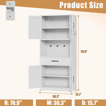 Load image into Gallery viewer, Kitchen Pantry Cabinet With Adjustable Shelves, Drawers, Hooks And Large Countertop - White