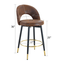 Load image into Gallery viewer, Upholstered Rotatable Bar Chair With Metal Legs For Dining Room