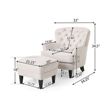 Load image into Gallery viewer, Stylish Club Chair And Ottoman Set With Birch Legs - Wheat