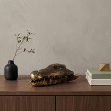 Load image into Gallery viewer, Dinosaur Tabletop Sculpture - Antiqued Brass