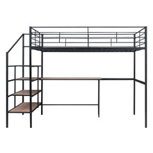 Load image into Gallery viewer, Loft Bed With Desk And Lateral Storage Ladder