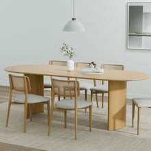 Load image into Gallery viewer, 79" Solid Wood Mirrored Double Pedestal Base Oval Dining Room Table - Natural