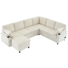 Load image into Gallery viewer, U-Shaped Sectional Sleeper Sofa With Ample Storage Space, 2 Cup Holders And Charging Ports For Living Room