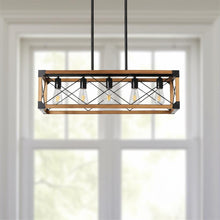 Load image into Gallery viewer, 33" Five Light Metal Chandelier With Shades - Brown