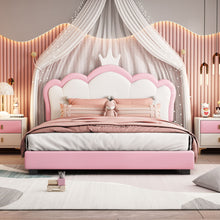 Load image into Gallery viewer, Upholstered Princess Platform Bed With Crown Headboard