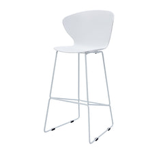 Load image into Gallery viewer, Heavy Duty Plastic And Metal Low Back Bar Height Bar Chairs (Set of 2) - White And Silver