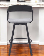 Load image into Gallery viewer, Fabric With Metal Swivel Counter Height Bar Chair - Light Gray And Black