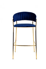 Load image into Gallery viewer, Steel Low Back Bar Height Bar Chairs (Set of 2) - Dark Blue / Gold