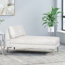 Load image into Gallery viewer, Fabric Upholstered Chaise Lounge With Iron Bracket Legs